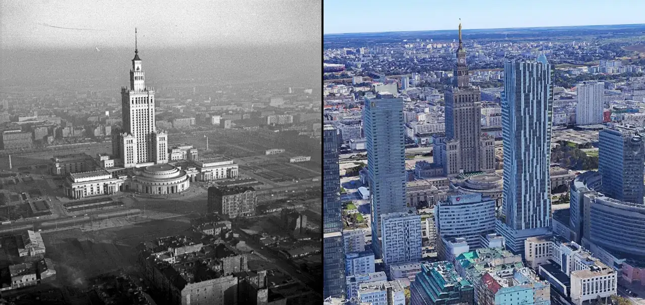 Zdjęcie Warszawa po wojnie i dziś: Zdjęcia pokazujące niesamowite zmiany. Galeria